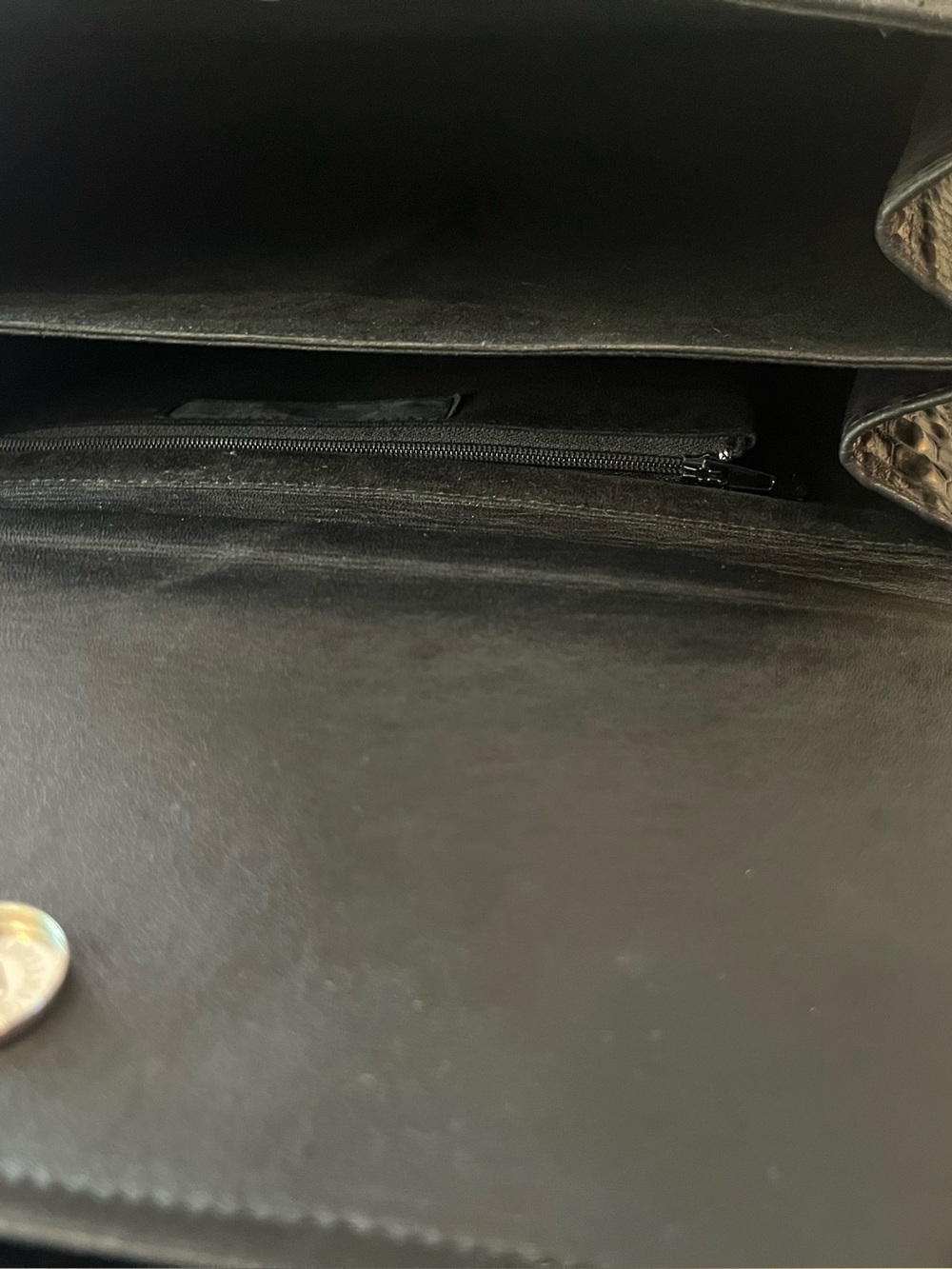 Black Croc-Texture Top Handle Shoulder Bag - Picture 16 of 16